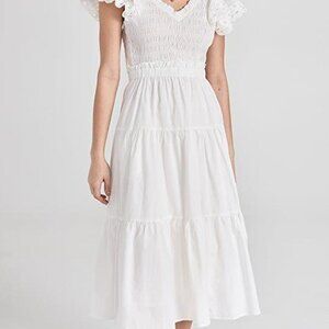 En Saison Women's Amaya Cotton Flutter-Sleeve Midi Dress Size Small